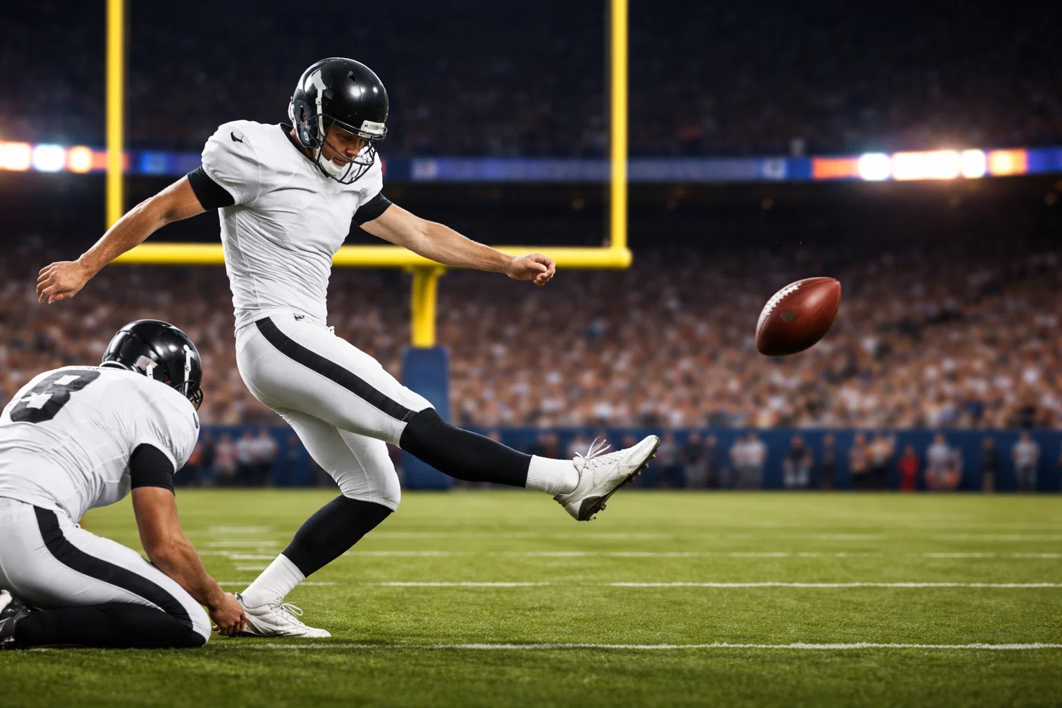 NFL-Keynumbers: Footballspieler beim Field-Goal-Versuch — 3 Punkte als häufigste Differenz